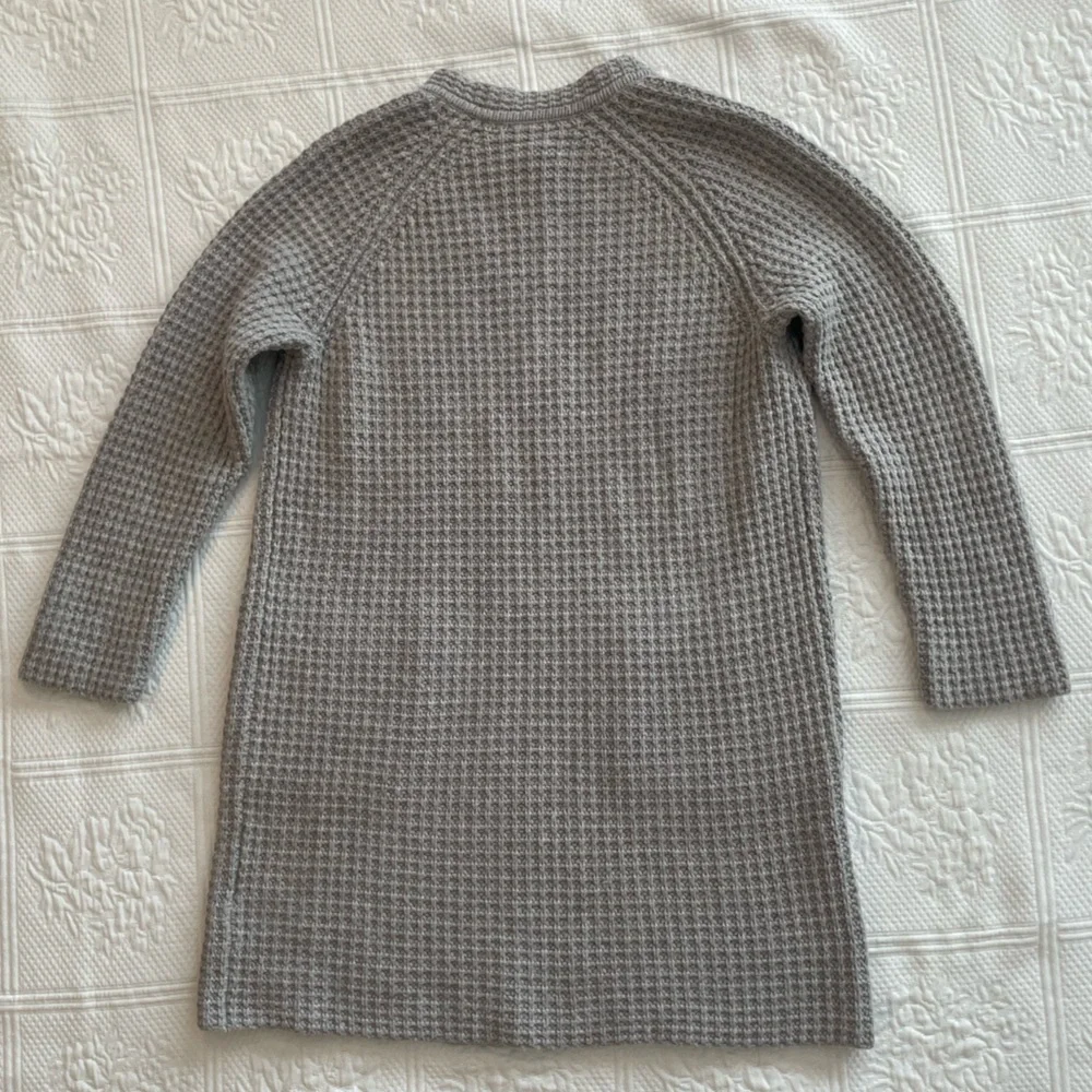 Madewell Waffle Stitch Long Sweater Cardigan Coat Pockets Gray/Silver Wool Blend
